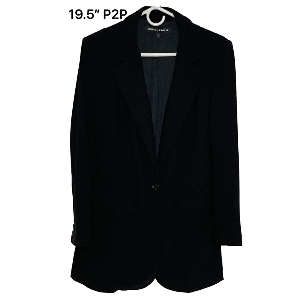 Boston Proper Beyond Travel Boyfriend Blazer, Women’s 14, in Black